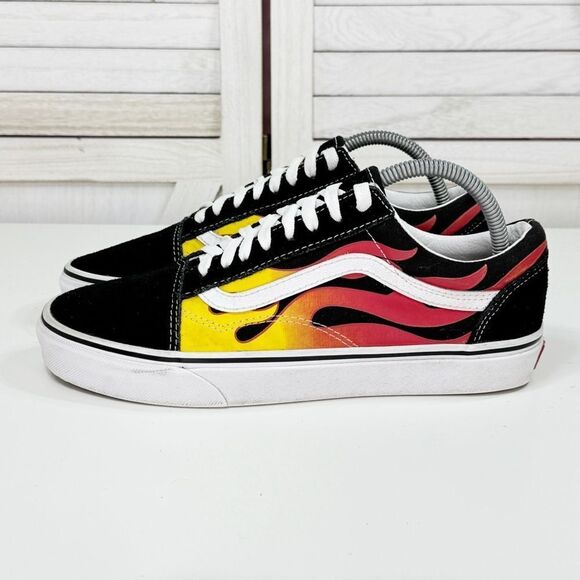 Vans Old Skool Flams Canvas Suede Low Top Lace Up Sneakers Black 8 Men 9.5 Women - Picture 3 of 11